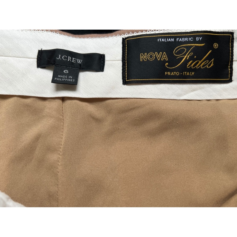 J.Crew Womens Brown Italian Fabric Nova Fides Herringbone Pants Wool Blend 6 - Picture 8 of 10